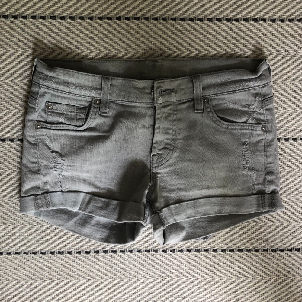 7 For All Mankind Grey Denim Shorts